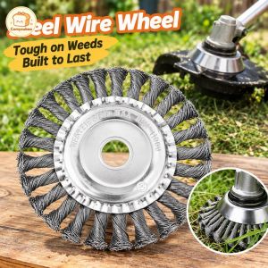 6/8 Heavy Duty Stainless Steel Twist Knot Wire Wheel Brush Cutter Grass Trimmer Head Universal Durable Rust Proof Fits Most Garden Trimmer Tools