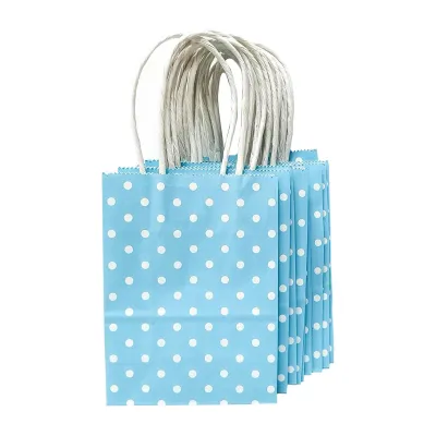CGS Polka Dots Kraft Paper Bag (Baby Blue) (11x15x6CM) (12PCS)