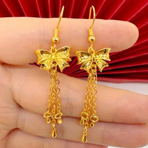 Golden Hollow Butterfly Bow Earrings for Womens Fashion Wedding Drop Earrings