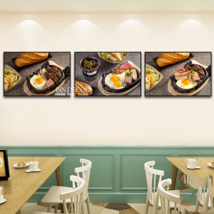 Tranh treo tường bò né 4 trang trí decor quán có sẵn khung kèm đinh treo