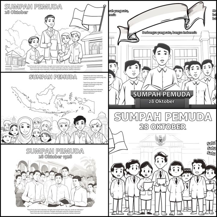 Lembar Mewarnai Anak Tema SUMPAH PEMUDA 28 Oktober 1928 | Lazada Indonesia