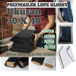 Plastik Polymailer Glossy Warna Hitam - Putih - Silver Uk 30X40 100 Pcs - Plastik Packing Tebal