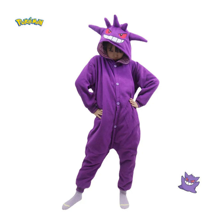 Pokemon Gengar Kigurumi Cosplay Costume Onesie Kids Children Halloween ...