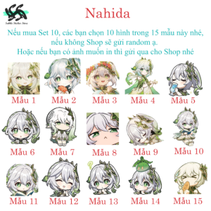 Genshin Impact - Set 10/15 Sticker Nahida/Thảo thần game Genshin Impact hình dán chibi cute trang trí vali điện thoại laptop mũ bảo hiểm..siêu đẹp chống nước