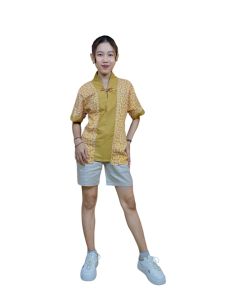 Oralia - Blouse Batik Big Size Atasan Pendek Wanita AGK Kantor Formal Bahan Katun Baju Kerja Motif