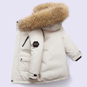 YUAAE Boys Velvet Thick Jackets Winter -30℃ Childrens Parka Warm Cotton-Padded Outerwear Big Kids Thickening Coat Clothes 4-12Y