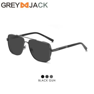 Grey Jack Kacamata Hitam Sunglasses Polarized Anti Silau UV400 Model Aviator Kotak Keren Bahan Metal Fashion Laki-laki 2113