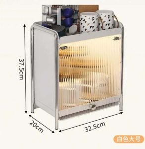 💟SOLUTION65💟 2 Tiers Multi Storage Purposed Dustproof Metal with Acrylic Door and Pull-Push Tray Rack Desktop Rack Cups Rack Cups Holder Seasoning Rack Seasoning Holder Kicthen Rack Makeup Rack Makeup Holder Cosmetics Rack Cosmetics Holder