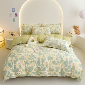 Elegant Luxe Comfort 4-in-1 Bedding Set Silk Plaid Hypoallergenic