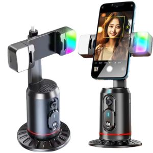 DECORATE X 360° Rotating AI Smart Gimbal Tripod Auto Face Tracking Gesture Control Camera Selfie Stand Professional Bluetooth Remote Gimbal Stabilizer for VLOG Live Streaming