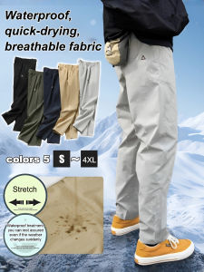 Mens Casual Pants Quick Dry Breathable Waterproof Tapered Pants Lightweight Outdoor Wear