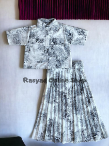 Setelan Anak perempuan Rok Plisket Baju Crop anak Perempuan Usia 1-12 Tahun Pakaian anak perempuan