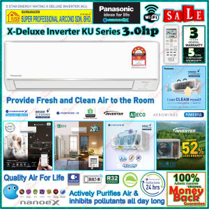 Panasonic X-Deluxe Inverter Air Conditioner CS-KU28AKH-1 & CU-RU28AKH 3.0hp R32 Inverter Aircon KU Series Nanoe-X Purification