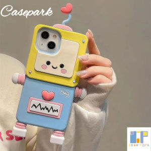Casepark หุ่นยนต์3D ปลอกซิลิโคนอ่อนสำหรับ Iphone 15 Promax 15pro 14 13 12 11 X XR การ์ตูนหุ่นยนต์ Coklat Susu 3มิติน่ารักฝาครอบป้องกันเนื้อนิ่ม TPU เคสโทรศัพท์ยืนขึ้น