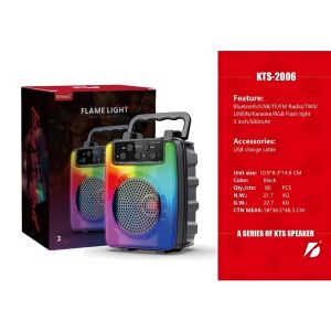 KTS-1259 1200mAh duel 4 inch Portable Bluetooth Wireless Speaker Karaoke Smartphone connection Free Mic