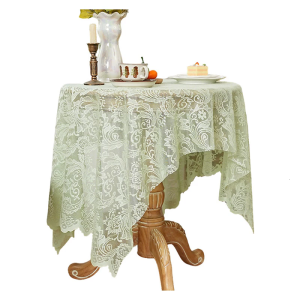 Lace Embroidered Tablecloth Elegant Openwork Design Breathable Polyester Fabric For Dining Party Wedding Decoration