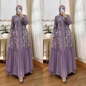 MH/Alluna Dress Ceruty Brukat Dress kondangan Gamis brukat wanita Dress termurah Dress wanita viral