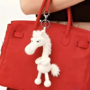 2026 New Year Cute Black Horse Keychain Plush Pony Backpack Charm Pendant Soft Stuffed Animal Decor for Women Men Spring Festival Gift