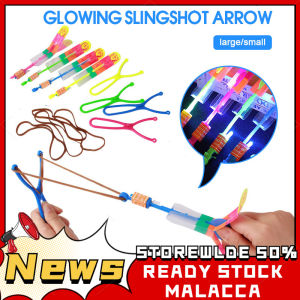 Flying Rotating Rocket Helicopter Flash LED Light Elastic Toy Berserk Elastic Helicopter Arrow Lastic UFO LED Light Sky Shooting Lastik Lampu