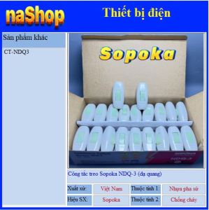 NaShop - 10 Công tắc treo dạ quang NDQ-3 (Thiết bị điện Sopoka TBD)