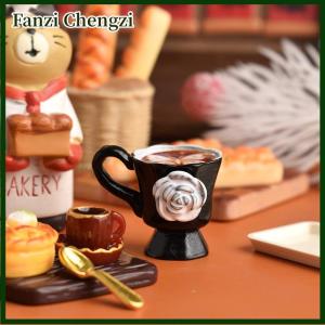 Fanzi 3pcs set Miniature Dollhouse Rose Coffee Cup Drinks Kitchen Food For Doll Accessories Girl Toy