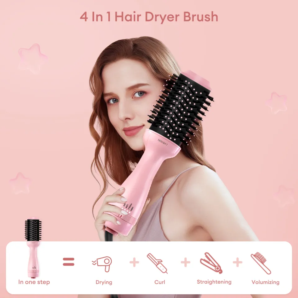 HODEKT Hot Air Cool Air Brush Comb Hair Curler Hair Dryer In 360  Rotation Multifunction Hair Straightner Curling Iron