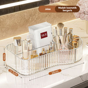penyimpanan desktop/ Penyimpanan Kosmetik Produk Perawatan Kulit Lipstik Kuas Rias Akrilik Pola Gelombang Air Kemewahan Ringan Rak Penyimpanan Kapasitas Besar