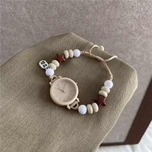 ANAMA Adjustable Bracelet Watch Pendant Beaded Star Heart Chain Watch Dopamine Quartz Watch Women Girls