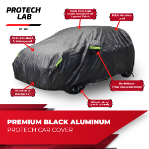 Kia Picanto Protech Lab - Premium 3-Layered All Weather BLACK Aluminum Car Cover