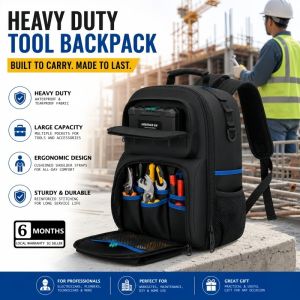 25L Heavy Duty Tool Bag Non-slip Base Multipurpose Work Organizer Durable Portable Tool Storage