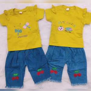 [JUMBOLAND] 0-2thn setelan 7/8 import anak perempuan celana jeans 7/8. setelan anak cewe. motif random
