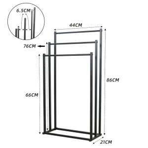 Bathroom Towel Rack Stand Floor Standing Metal Towel Holder Clothes Drying Rack Laundry Organizer