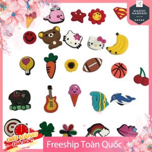 [FREESHIP + ÁP MÃ GIẢM 10%] Combo 10 Sticker Jibbitz CHARM 2D Gắn Đính Lên Dép Sục Dép Cá Sấu Nhiều Mẫu Mã Giao Màu Ngẫu Nhiên