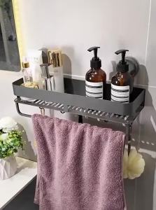 MOSHANG    Suction Cup No-Drill Towel Rack Bathroom Wall Organizer