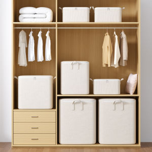 Túi đựng quần áo đựng chăn chất liệu cotton và vải lanh miệng khóa kéo nhiều size dễ gấp gọn Akii Home TD93