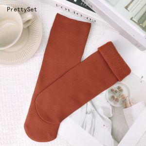 3/1 Pairs Winter Snow Socks Women Men Velvet Thickened Medium Tube Solid Color Floor Thermal Floor Sleep Socks