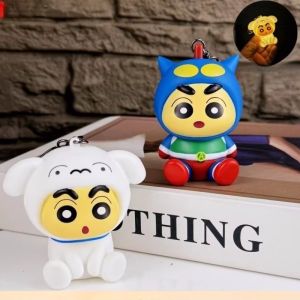 Crayon Shin Chan Anime Figures Cartoon Night Light Keychain Car Key Ring Bag Accessories Decoration Girls Gifts