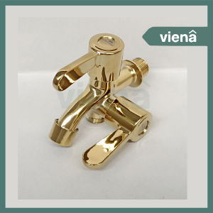 [ VIENA ] Kran Cabang Keran Air Double Keran Shower Anti Karat Engkol 27331 Gold