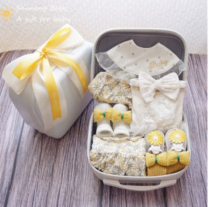 Newborn Baby Girl Gift Set Pure Cotton Infant Gift Set Packages Full Month Baby Clothes 0 to 6 mth ++【Free Gift】