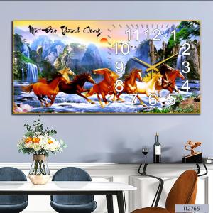 Tranh đồng hồ tráng gương 5D" Mã đáo thành công"- M30 đồng hồ Decor trang trí nhà cửa làm quà biếu tặng.