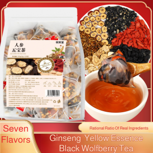 Ginseng Five Treasure Tea with Yellow Essence and Goji Mens Fuel Station Geng Nourishes Kidneys Tea Blood Supplement Restorative Tea Combination Tea Bags 人参五宝茶 黄精枸杞茶