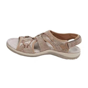 [Free Shipping] Wedge Heel Round Toe Velcro Beach Sandals WomenS Roman One-Strap Sandals Solid Color Retro Large Size New Style
