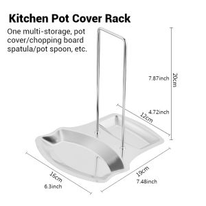 CAWANFLY Foldable Spoon Rest Stainless Steel Dual-Purpose Spatula Utensil & Cookware Lid Holder