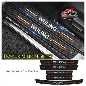 Sticker sill plate carbon pelindung pijakan kaki pintu mobil Wuling Airev Alves Confero Almaz Cortez