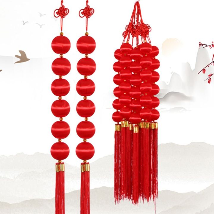 WEIYA Mercerization Red Lantern Hangings Tassels Red Ball Decorative ...