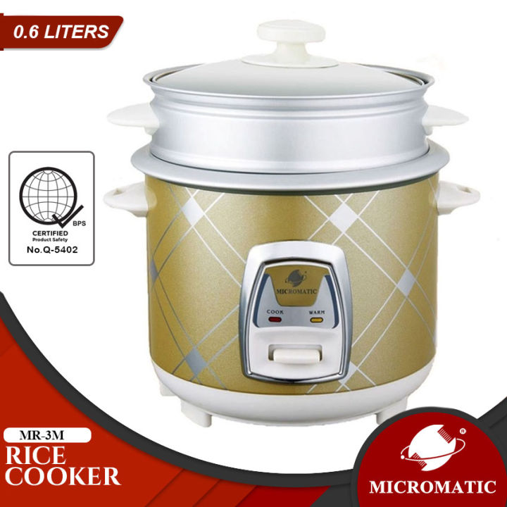 Micromatic MR-3M 0.6Liters 3cups Metallic Body with Steamer Rice Cooker ...