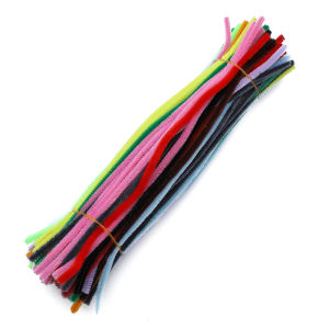 100Pcs 30cm Colorful Chenille Stems Stick Cleaners Chenille Stem Pipe Kindergarten Handmade Material Velvet Plush Strips for Kids DIY Creative Toys Craft Supplies