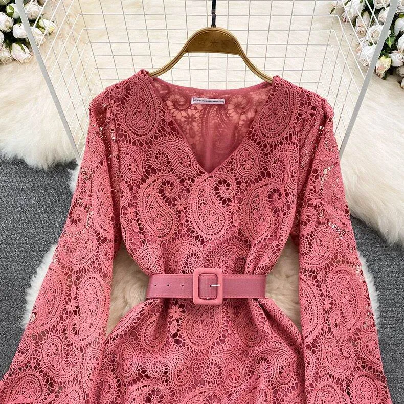 READY STOCK RAYA SALES) Moana Dress Fashion Muslim Women's Long-Sleeved  Lace Dress Maxi Dress Korean Style | Lazada