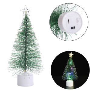 Mini LED Luminous Pine Needle Christmas Tree with Base Colorful String Lights Desktop Decoration Night Light Diy Home Holiday Party Decoration Christmas Kids Gift
