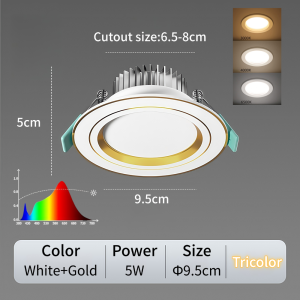 Downlight Tricolor dimming 5W/7W/9W/12W/18W LED Ceiling light Downlight/Pin Light/ Recessed Light/ Panel Lights Living room light/Dining room light/Bedroom light/Shop light